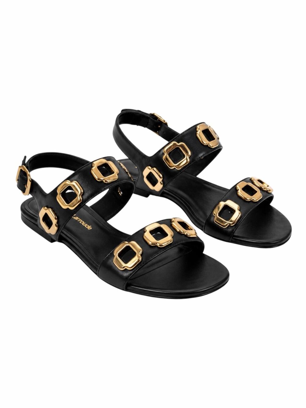 Larroude Milan Slingback Flat Sandal In Black Leather Size 7